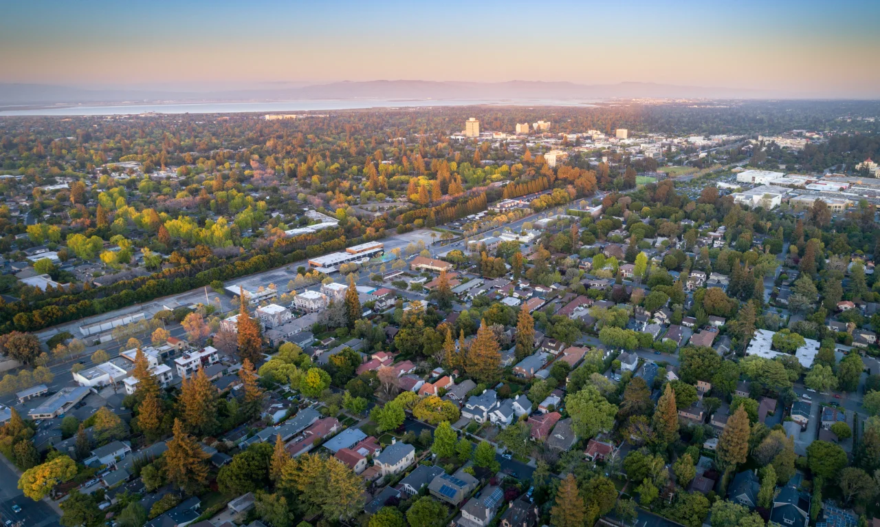 Aerial view of Palo Alto, California